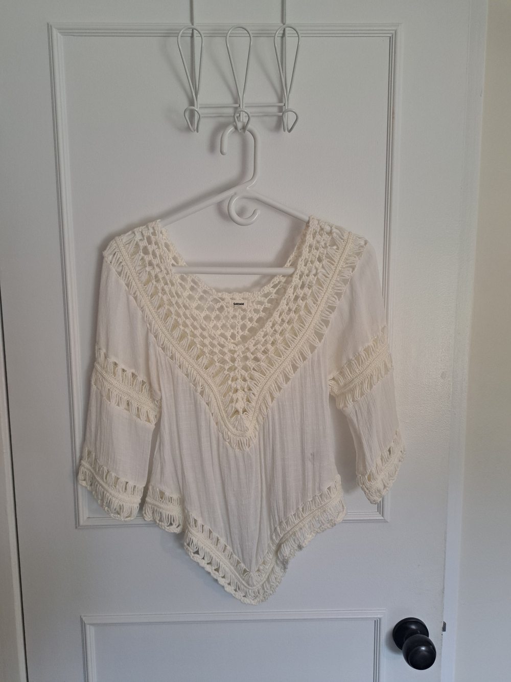 Garage Cream Crochet V-Neck Boho Tunic